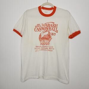 Vintage 70s 80s Wabash Cannonball Train McDonalds Ringer Shirt